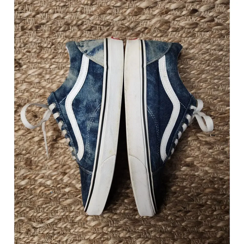 Vans Off The Wall Blue Denim Shoes Women's Size 10.5 Men 9 Sneakers Skater